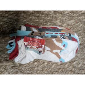 NEW! Rudolph The Red Nose Reindeer Christmas Socks 6 pack Shoe Size 4-10
